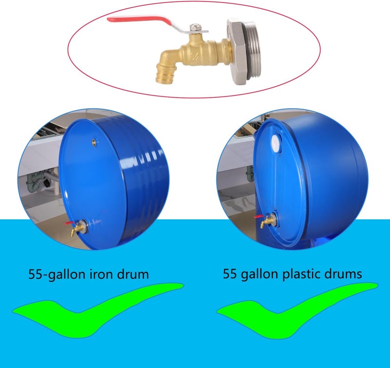 CbeeSo 2" Drum Faucet for 55 Gallon Drum,3/4 inch Brass Rain Barrel Spigot with EPDM Gasket - Image 2